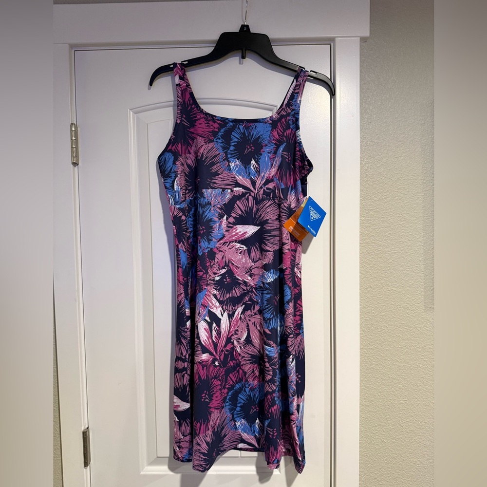 Columbia Floral Midi Dress in Navy, Pink, Blue